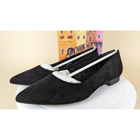 Bella Vita Vivien Ballet Flats Womens 5.5 M Black Suede Pointed Toe Shoes NWB - Picture 4 of 11